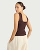 image 3 of The F&F Edit Ribbed Halter Neck Cross Over Top in Chocolate
