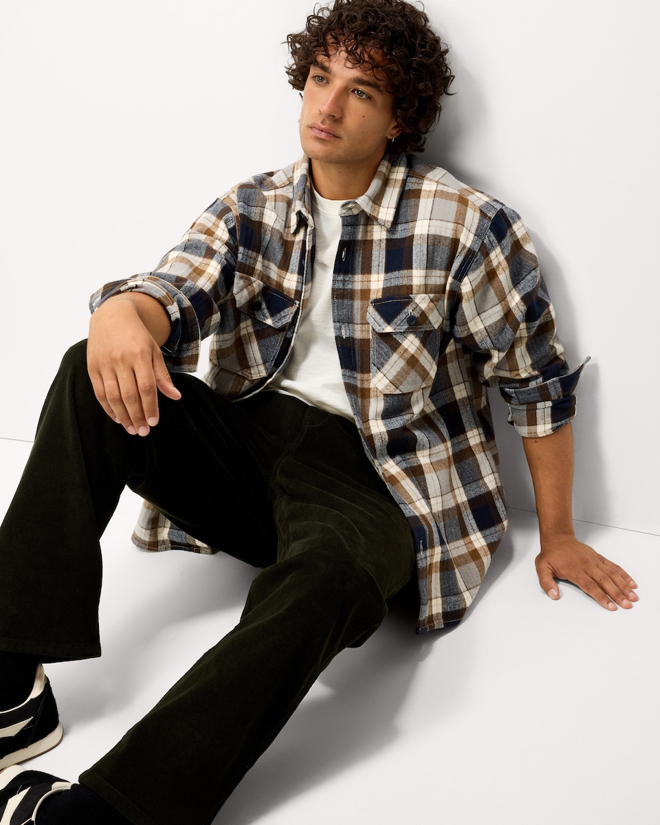 image 1 of RDA Pure Cotton Check Shirt in Blue