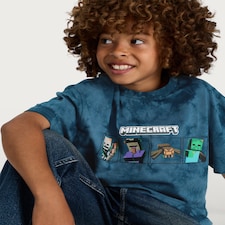 Minecraft Pure Cotton Character Print T-Shirt in Blue