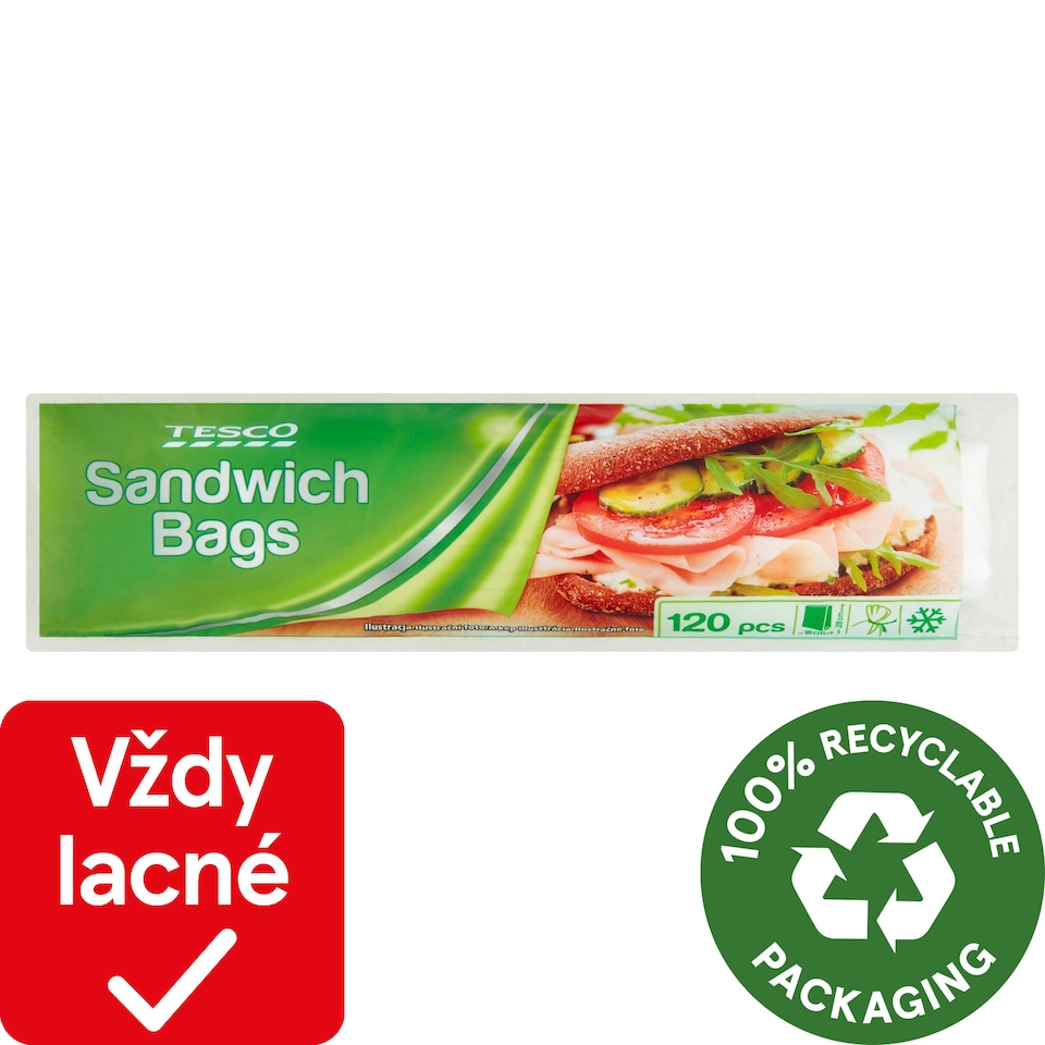 Tesco Vrecká na potraviny s klipsami 120 ks