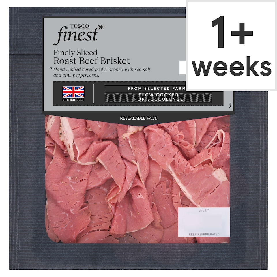Tesco Finest Finely Sliced Roast Beef Brisket 90g