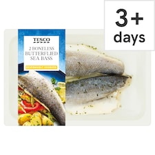 Tesco 2 Lemon Parsley Butterflied Sea Bass Fillets 255G