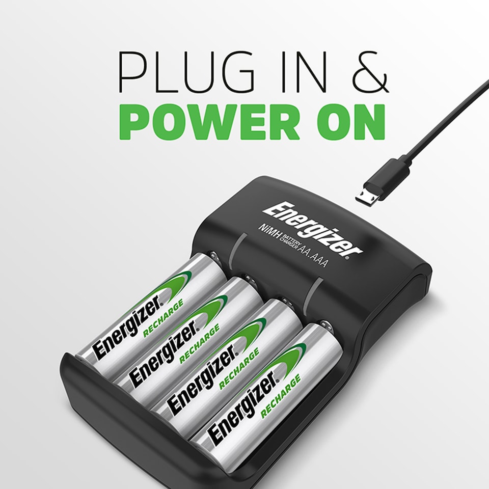 image 1 of Energizer Base Charger with 4 AA rechargeable Batteries included