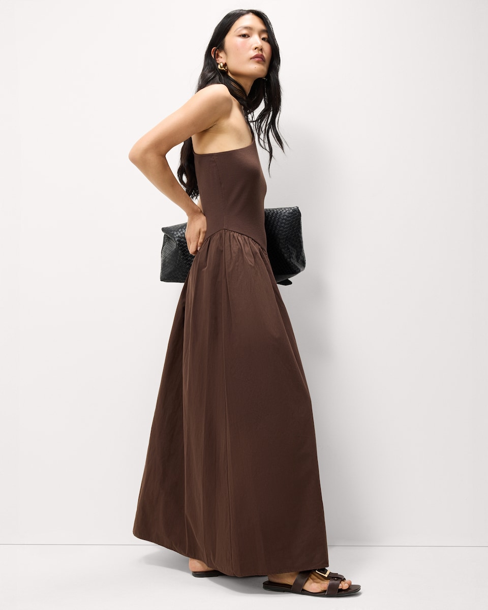 image 1 of The F&F Edit One Shoulder Midi Dress in Chocolate