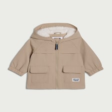 F&F Baby Shower Resistant Hooded Raincoat in Stone