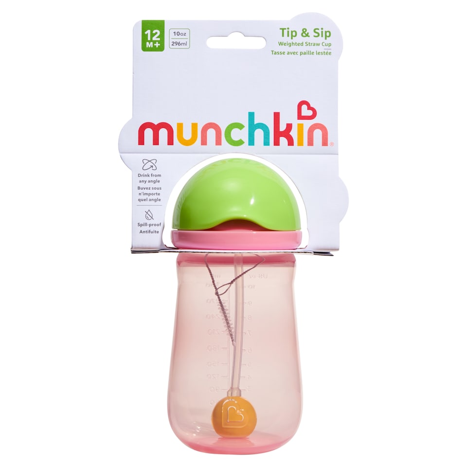 image 1 of Munchkin Tip & Sip Weighted Straw Cup 12m+ 10oz 296ML