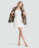 image 1 of F&F Velvet Sequin Embellished Bandeau Mini Dress in Cream