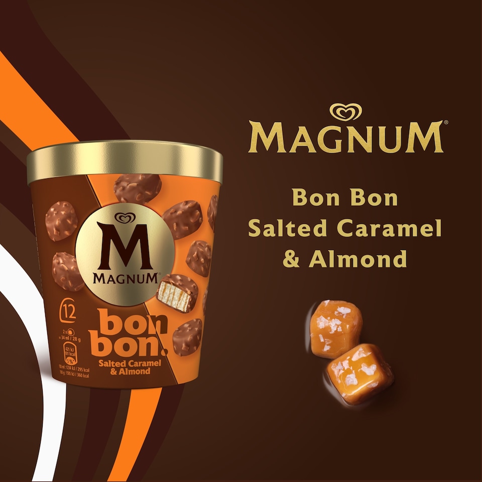 image 1 of MAGNUM BON BON SALTED CARAMEL & ALMOND ICE CREAM BITES X12 204ML
