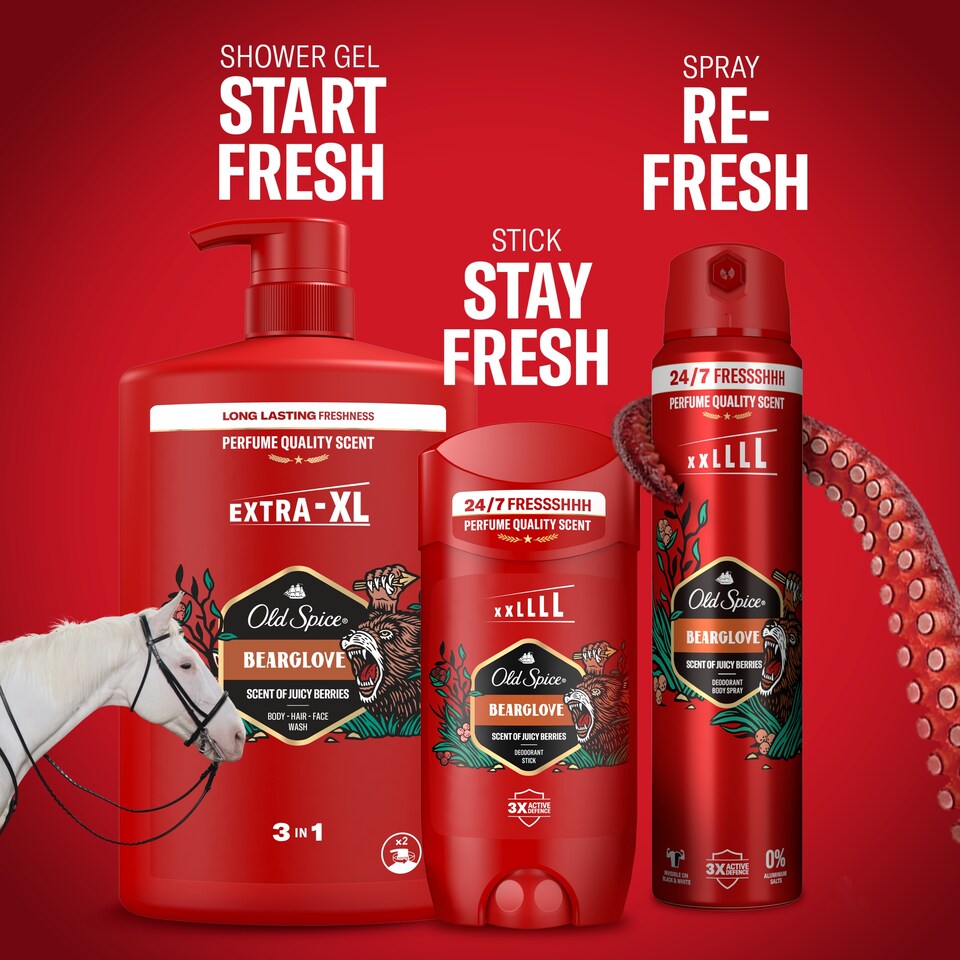 Obrázek 1 pro produkt Old Spice Bearglove 3 V 1 Přípravek Na Mytí, Sprchový Gel A Šampon Pro Muže, 1000ml