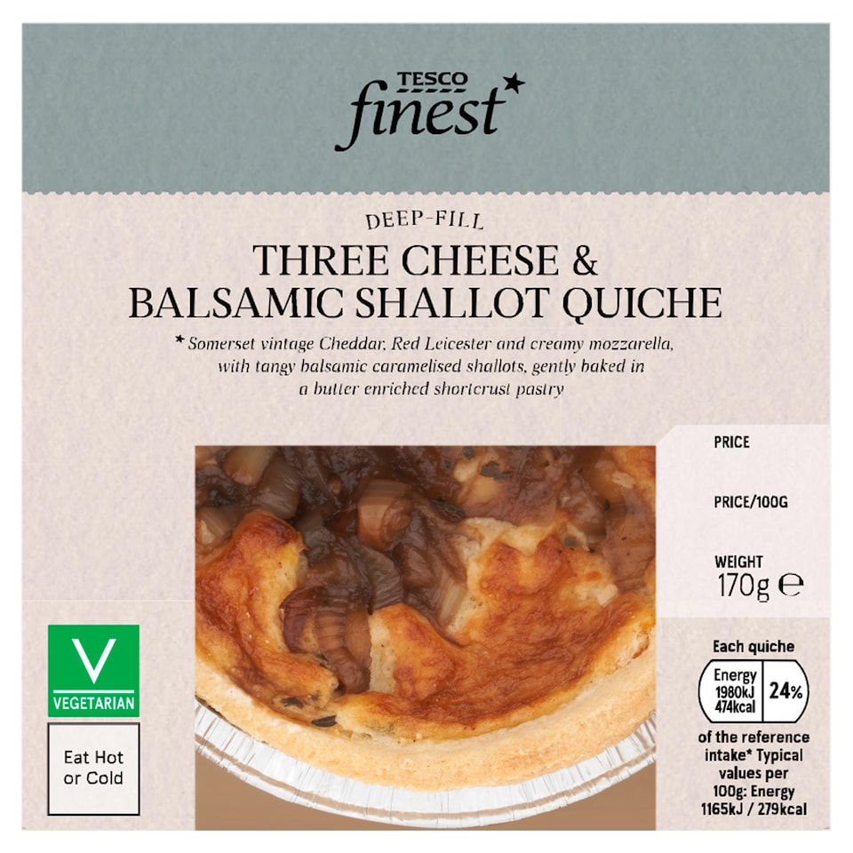 Tesco Finest Three Cheese & Balsamic Shallot Quiche 170g
