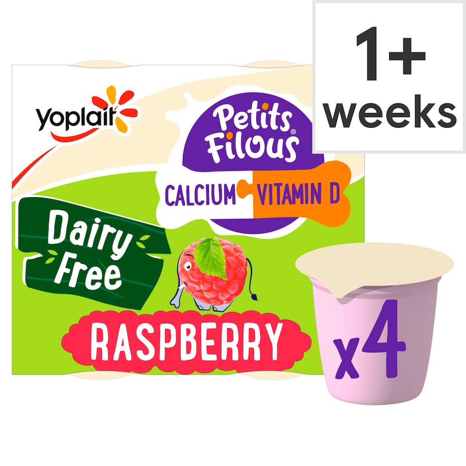 image 1 of Petits Filous Raspberry Dairy Free Kids Yoghurt Pots 4x95g