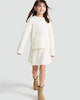 image 1 of F&F Girls Ribbed Bow Detail Jumper and Skirt Outfit in Multi