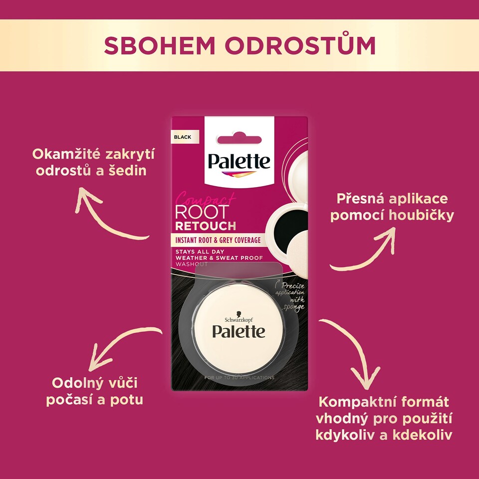 Obrázek 1 pro produkt Palette Compact Root Retouch víceúčelový kompaktní pudr Černý 3g