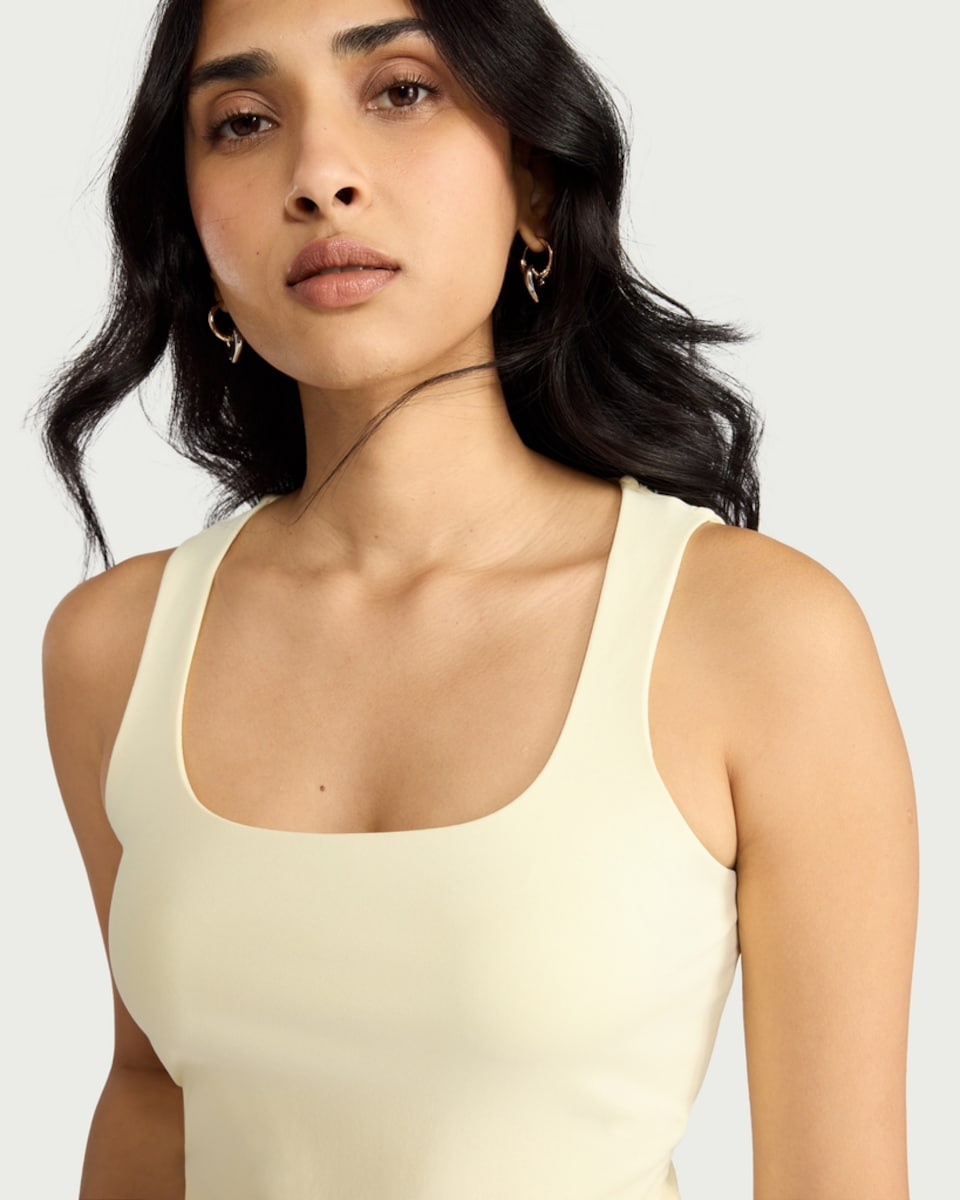 image 1 of F&F Polyamide Scoop Neck Vest in Yellow