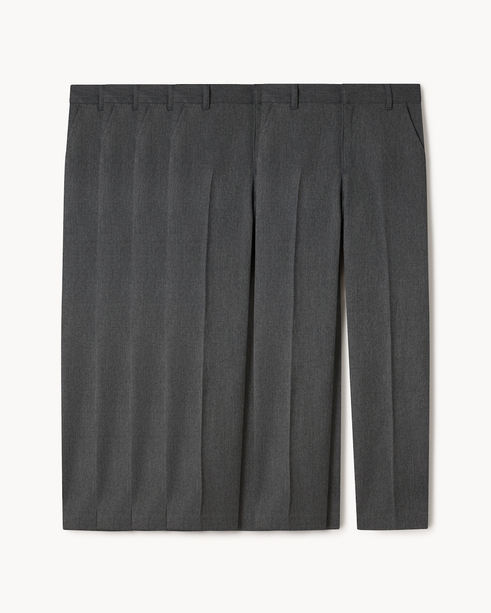 image 1 of F&F School Boys 5-Pack Regular Fit Trousers in Grey