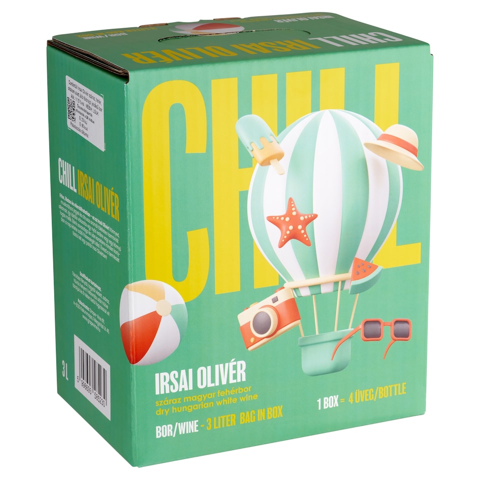 Chill Dunántúli Irsai Olivér száraz magyar fehérbor 11,5% 3 l  1. kép