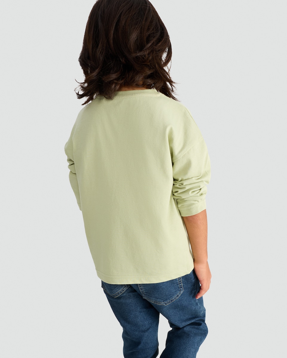 image 1 of Stick Man Pure Cotton Long Sleeve T-Shirt in Green
