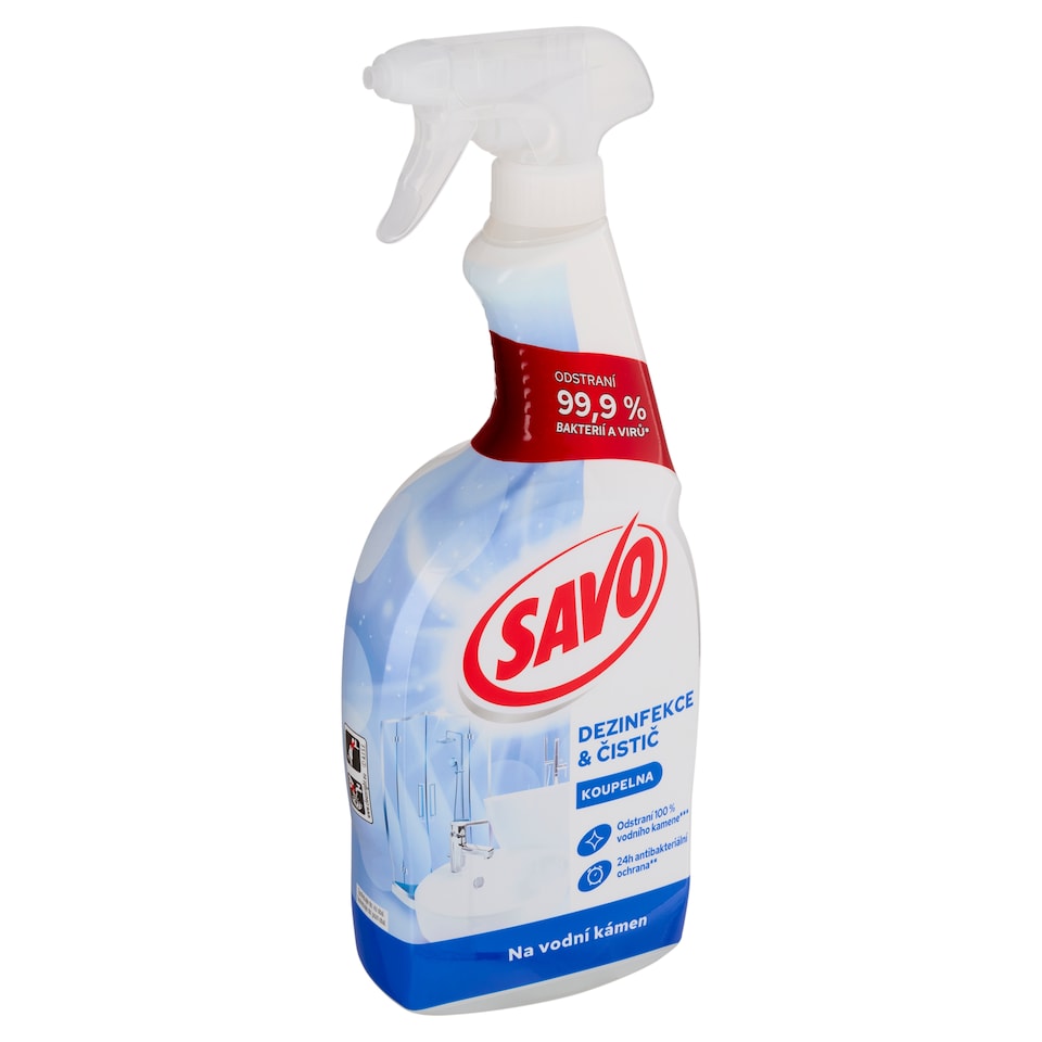 Obrázek 1 pro produkt Savo dezinfekční a čisticí sprej Koupelna Na vodní kámen 700ml