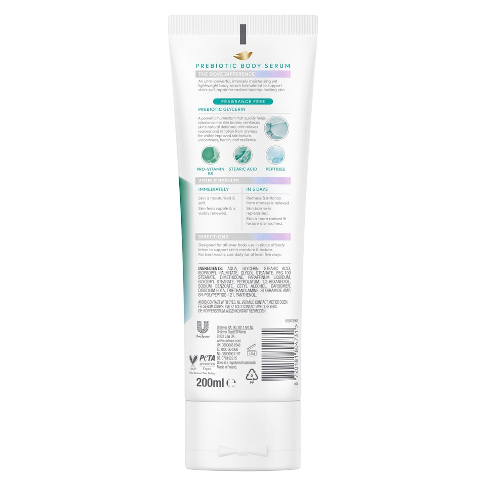 image 1 of Dove Prebiotic+ Sensitive Body Serum 200ml