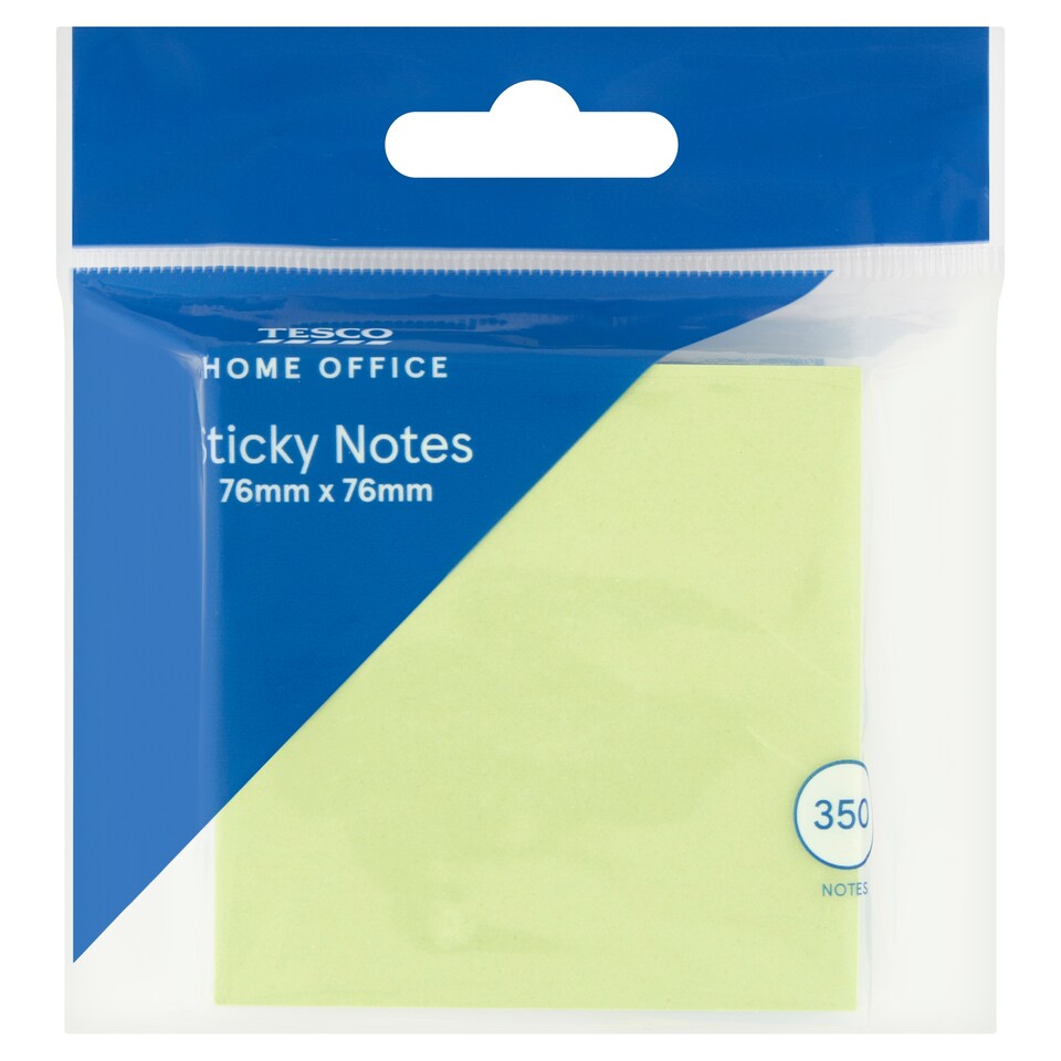 Tesco Home Office Sticky Note Pad 76 mm x 76 mm 350 Sheets
