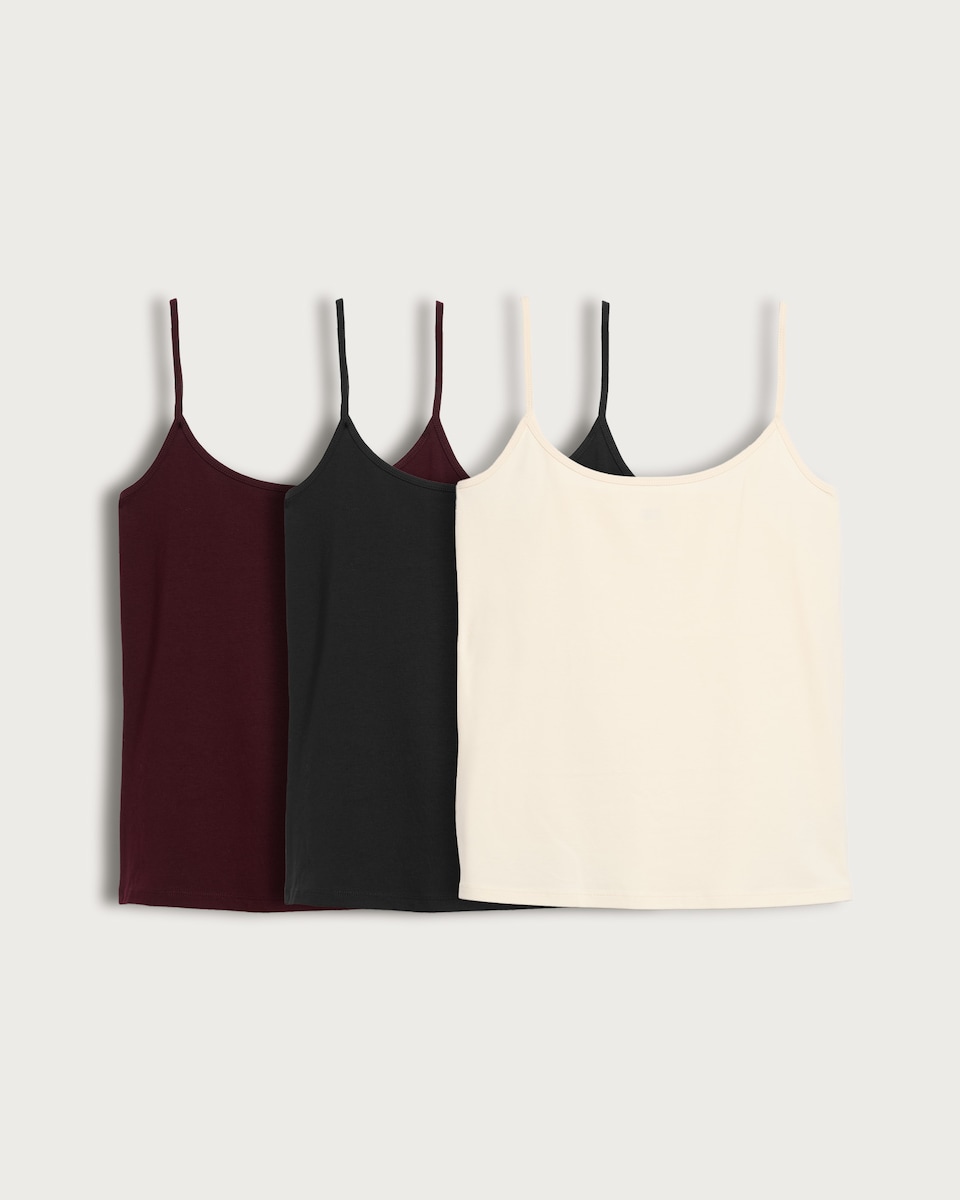 image 1 of F&F 3-Pack Cotton Rich Spaghetti Strap Vests in Multi