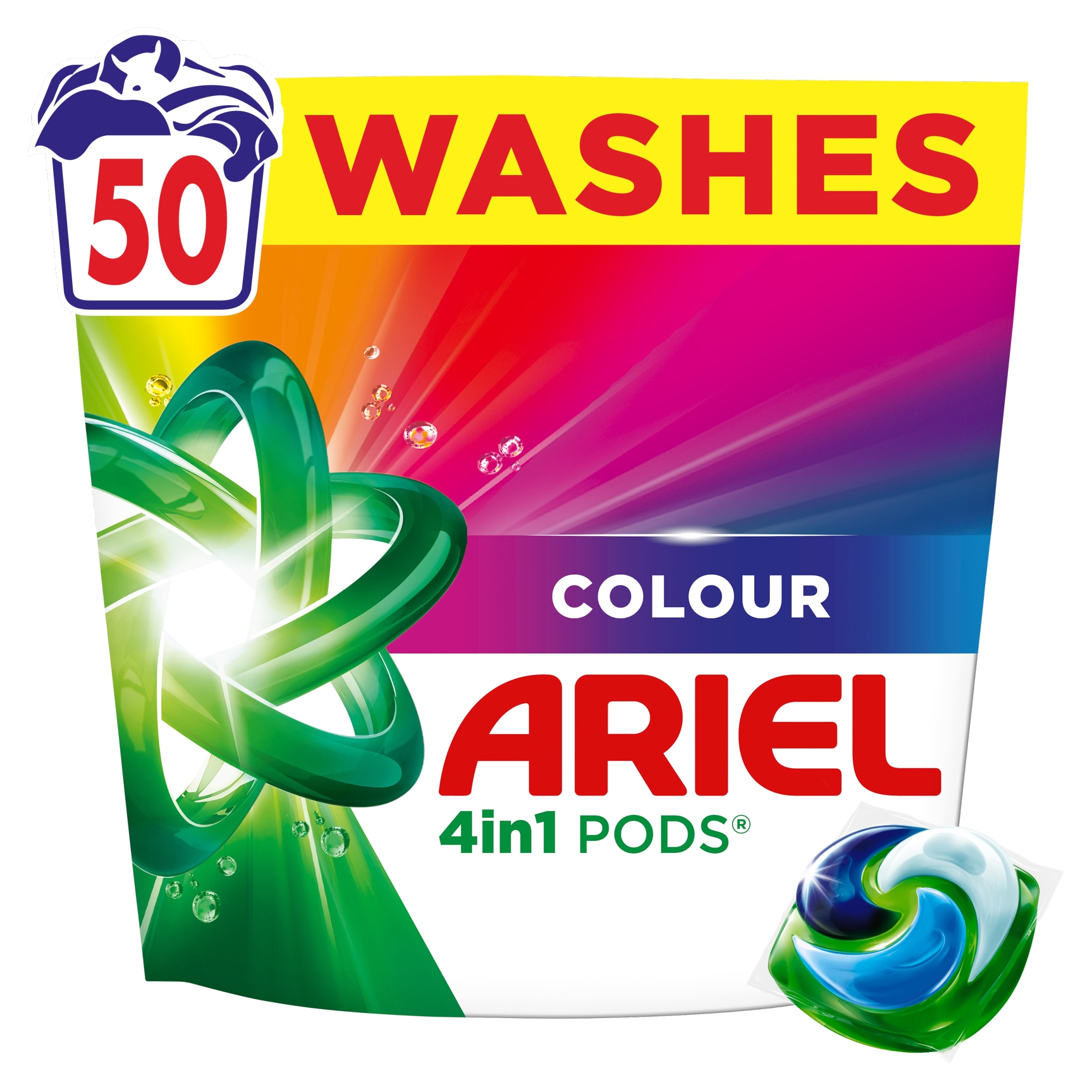 Ariel stain and odour removal Colour Washing Pods 50 Washes 840g