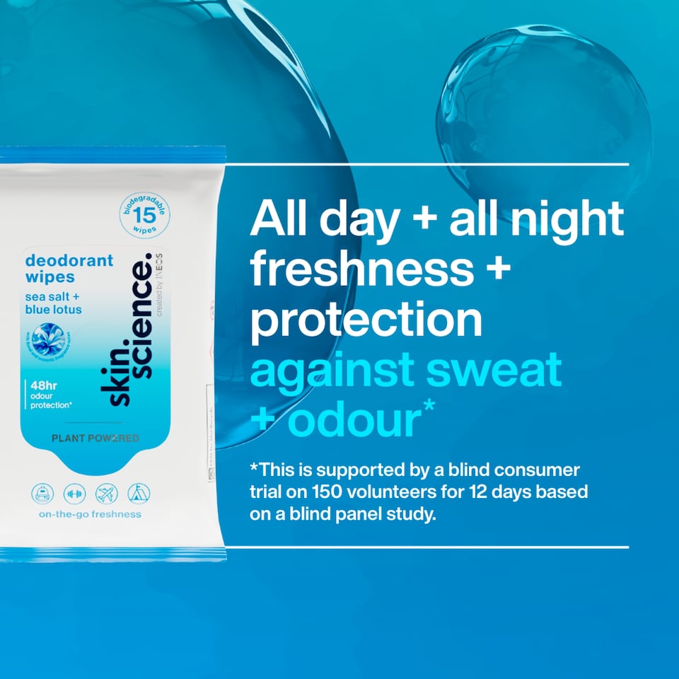 image 1 of INEOS Skin Science Sea Salt + Blue Lotus Deodorant Body 15 Wipes 