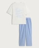image 5 of F&F Pure Cotton Coffee Club Pyjama Set in Multi Blue
