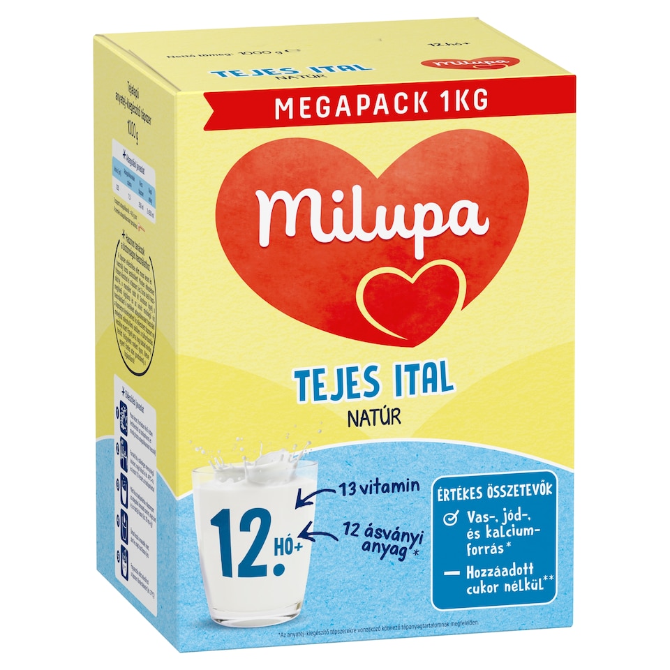 Milupa natúr tejes ital tejalapú anyatej-kiegészítő tápszer 12. hó+ 2 x 500 g (1000 g)  1. kép