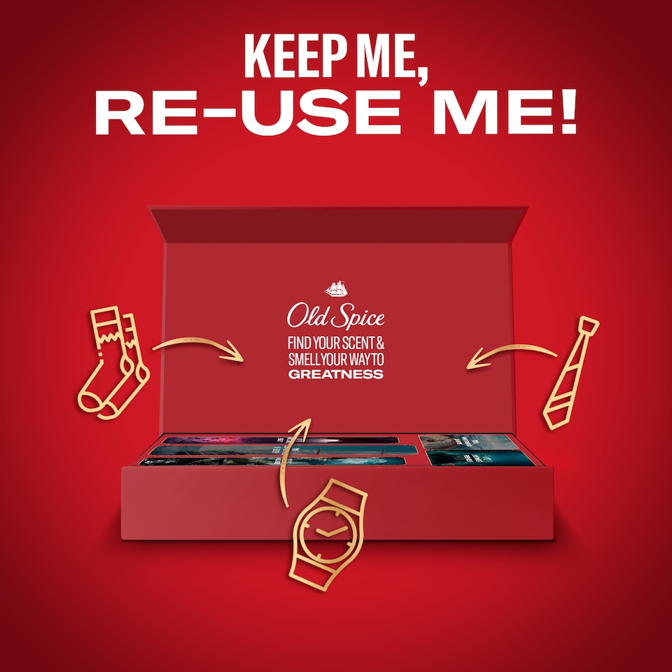 Obrázek 1 pro produkt Old Spice Discovery Box Dárková Sada S Tuhými Deodoranty, Spreji A Sprchovým Gelem