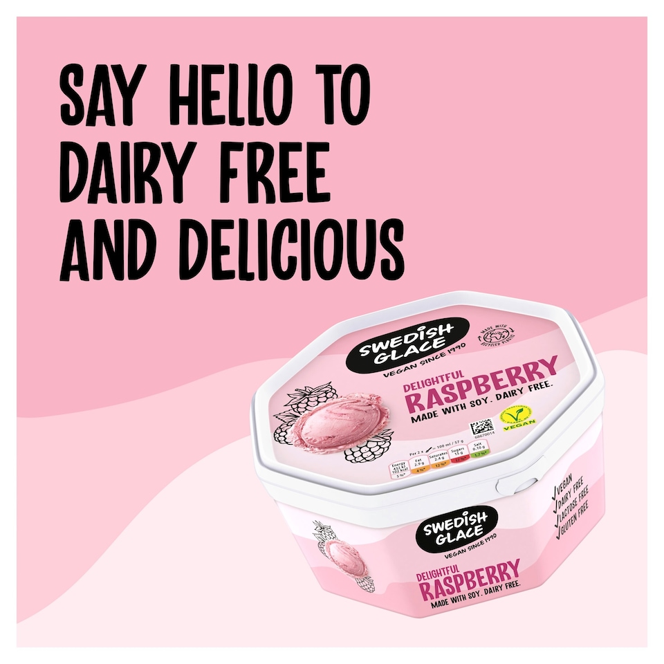 image 1 of Swedish Glace Raspberry Non Dairy Vegan Ice Cream Tub 750ml