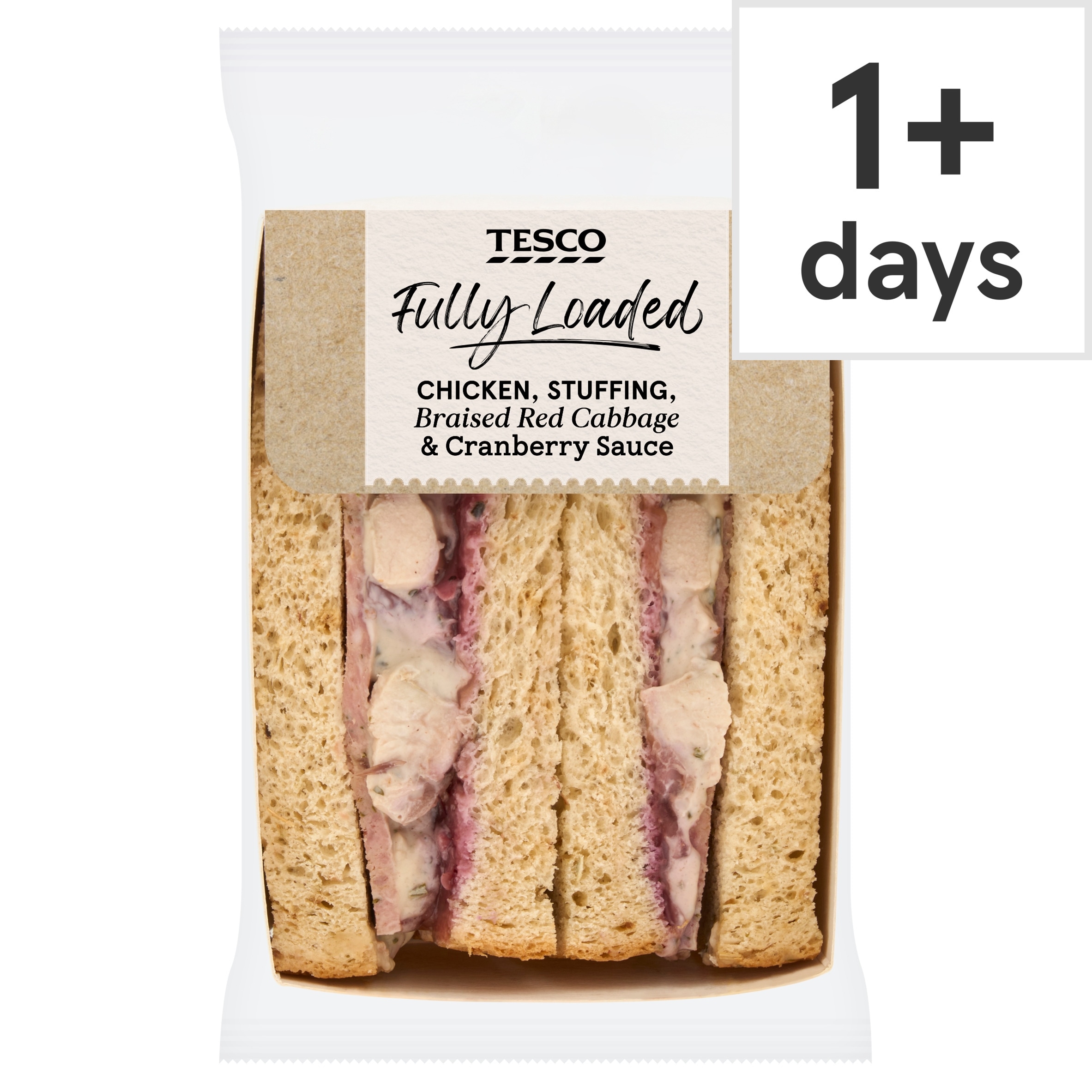 Tesco Fully Loaded Chicken, Stuffing, Braised Red Cabbage & Cranberry Sauce Sandwich