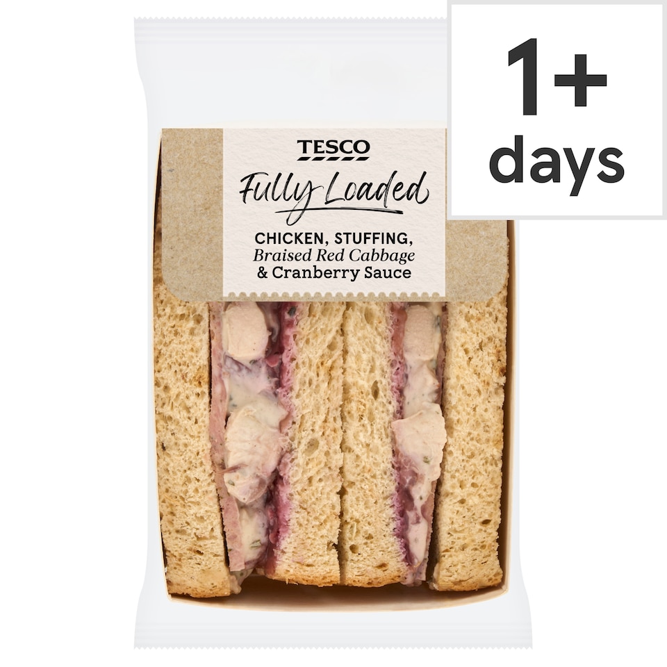 Tesco Fully Loaded Chicken, Stuffing, Braised Red Cabbage & Cranberry Sauce Sandwich 