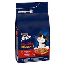 Purina Felix Doubly Delicious marha és csirke keverékével, céklával száraz macskaeledel 1,4 kg