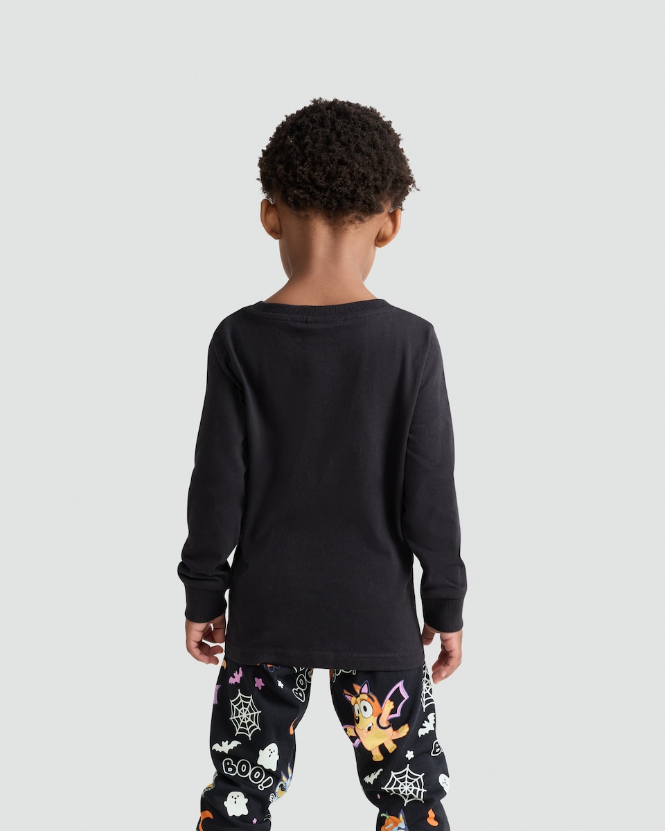 image 1 of Bluey Glow in the Dark Halloween Print Pyjama Set in Multi