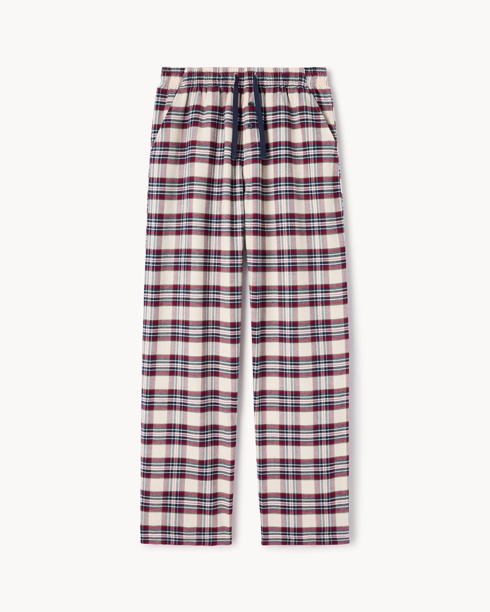 image 1 of F&F Pure Cotton Brushed Checked Pyjama Bottoms in Red