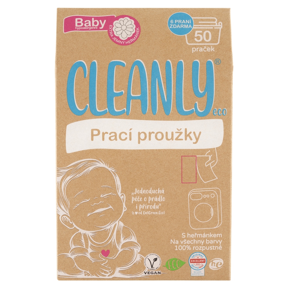 image 1 of Cleanly Eco Baby Laundry Strips 50 Washes 50 pcs