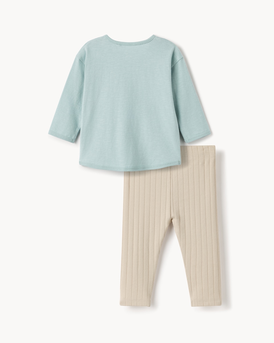image 1 of F&F Baby 2-Piece Cotton Rich Set in Teal