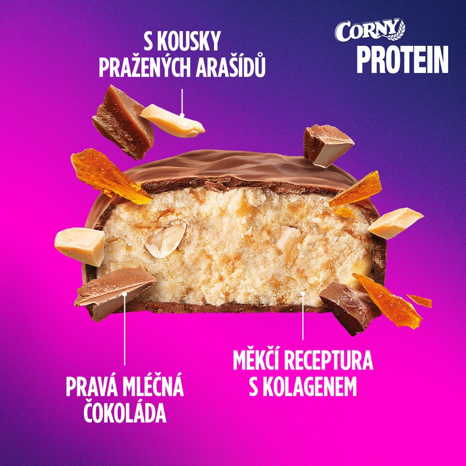 Obrázek 1 pro produkt CORNY proteinová tyčinka 30% arašídy-karamel 50g