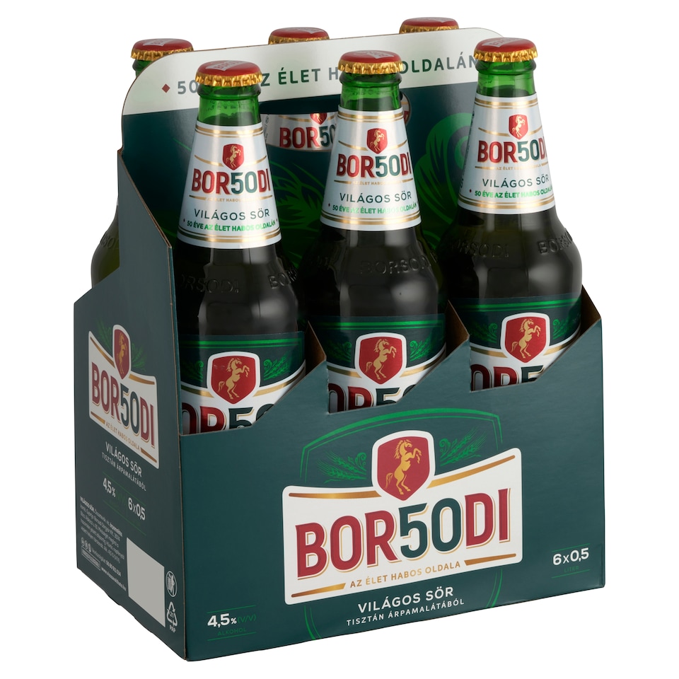 Borsodi világos sör 4,5% 6 x 0,5 l