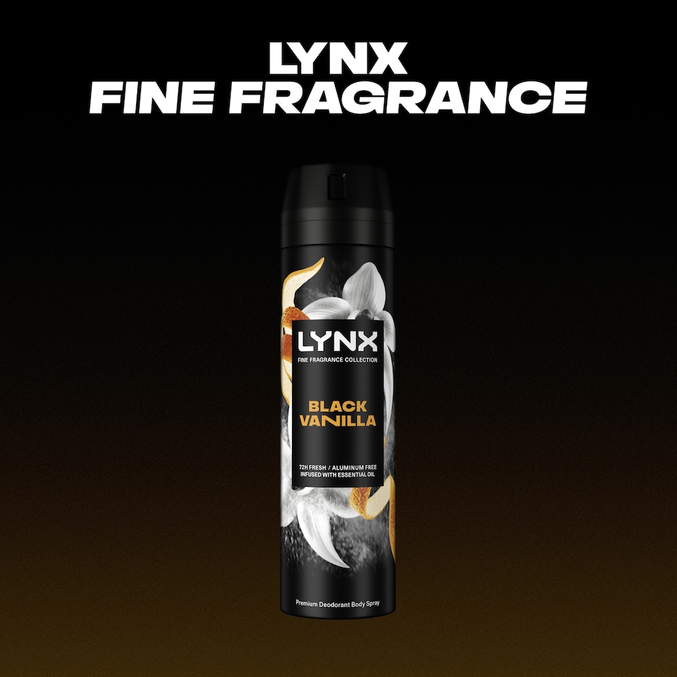 image 1 of Lynx Black Vanilla 72h Fine Fragrance Premium Deodorant Bodyspray for Men 200ml