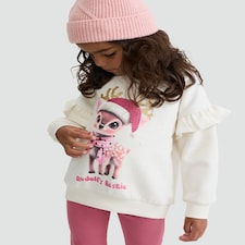 F&F Girls Cotton Rich Rudolf's Bestie Slogan Sweatshirt in Cream