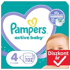 Pampers Active Baby Size 4, 132 Nappies, 9kg-14kg