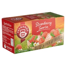 Teekanne World of Fruits Strawberry Sunrise eper ízesítésű gyümölcstea keverék 20 filter 50 g