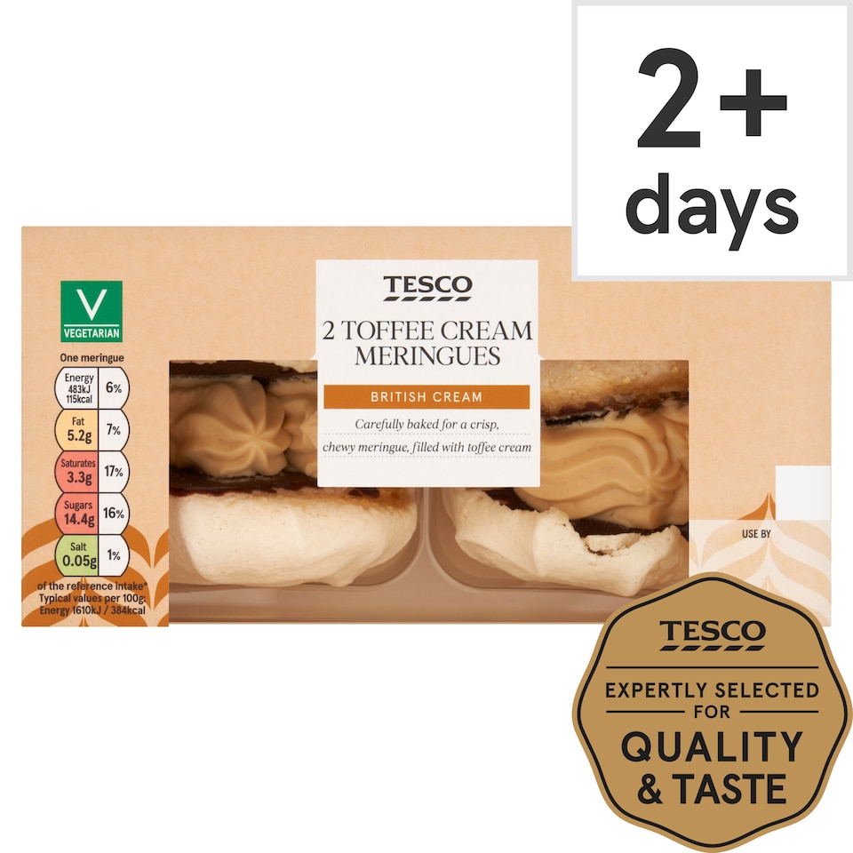 Tesco Fresh Toffee Cream Meringues 2 Pack 60g