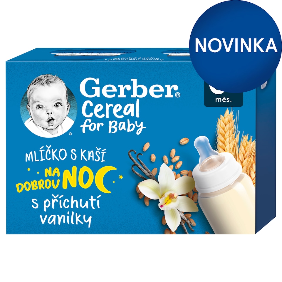 GERBER Cereal mliečko s kašou s príchuťou vanilky 2 x 200 ml