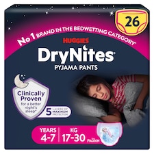 Huggies Drynites Pyjama Pants Girl 4-7 Years 26 Pack