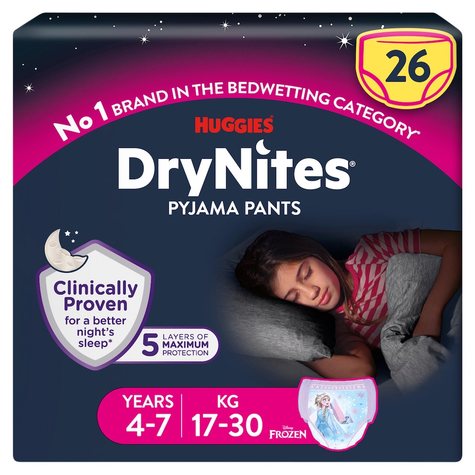image 1 of Huggies Drynites Pyjama Pants Girl 4-7 Years 26 Pack