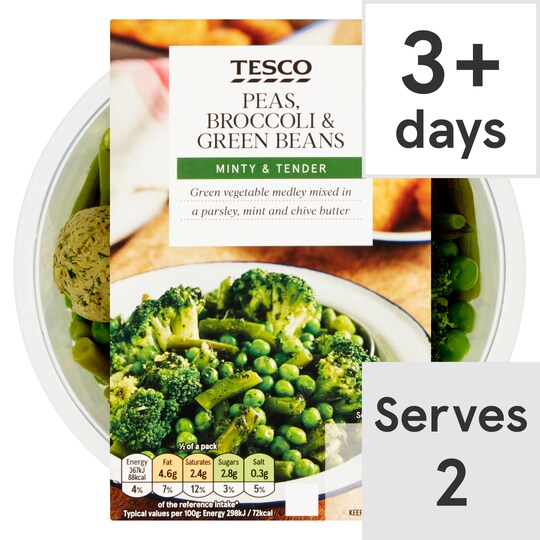 Tesco Peas Broccoli & Green Beans 250G Tesco Groceries