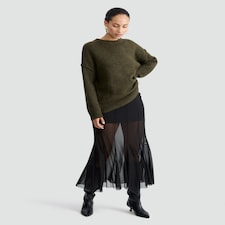 F&F Sheer Panel Maxi Skirt in Black